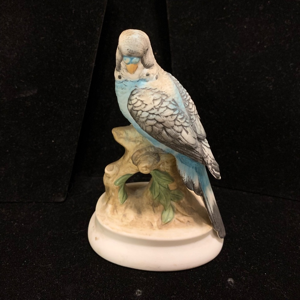 Vintage Lefton Blue and Gray Parakeet Figurine
